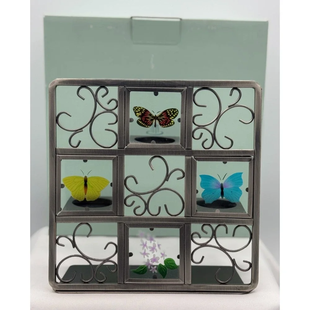 Partylite P7729 Butterfly Tealight Easel Candle Holder - NEW Open Box - Glass